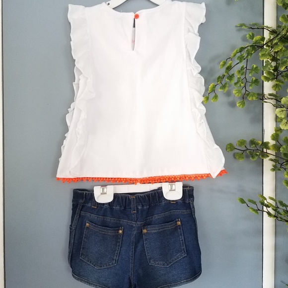 White Girls Top and Denim Shorts - Picture 3 of 5